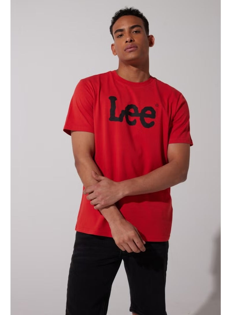 LEE Eu Collection Big Logo Men's Red Crew Neck T-Shirt - Image 5